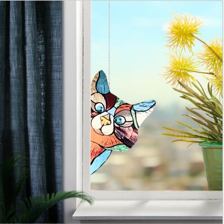 送料無料 のぞき ネコ キャット プレート ウォール フレーム 壁飾り