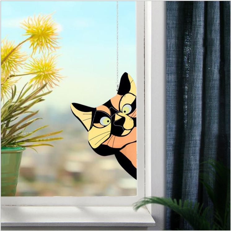 送料無料 のぞき ネコ キャット プレート ウォール フレーム 壁飾り