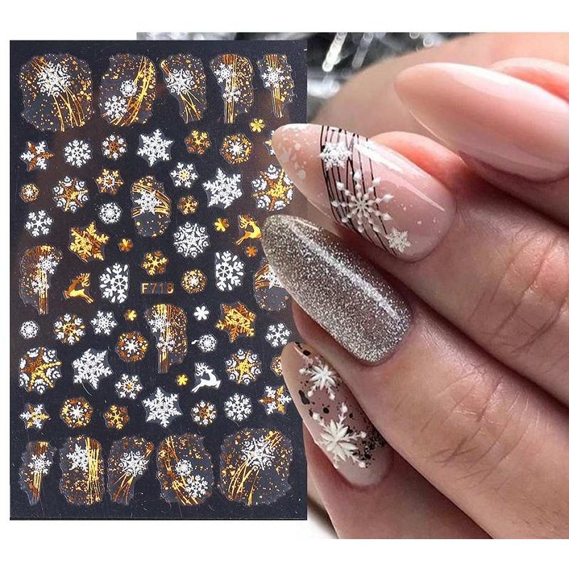 クリスマス ネイルシール ホワイト ゴールド 雪 Xmas ネイル ネイルステッカーtattooシール マニキュア タトゥ イベント ファンシーアクセのhumming F 通販 Yahoo ショッピング
