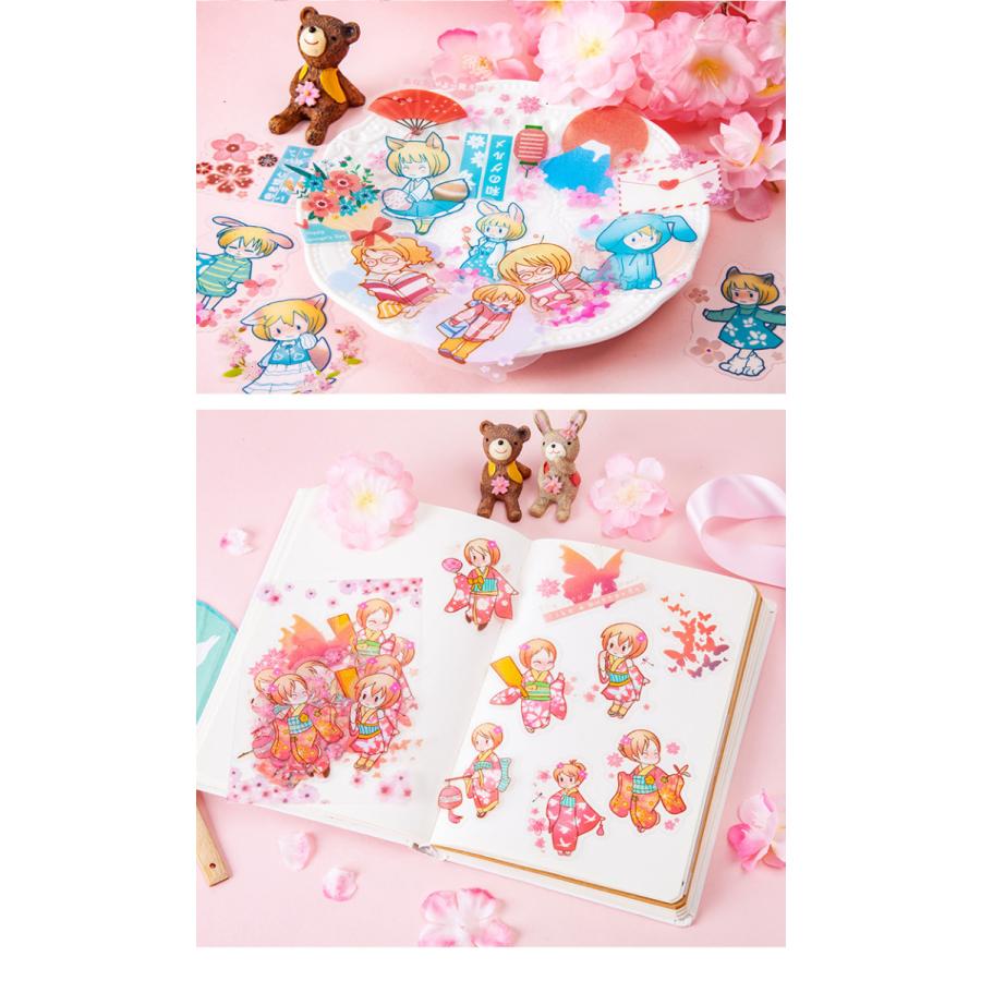 送料無料 さくら ガール ステッカー フレークシール 女の子 チェリー