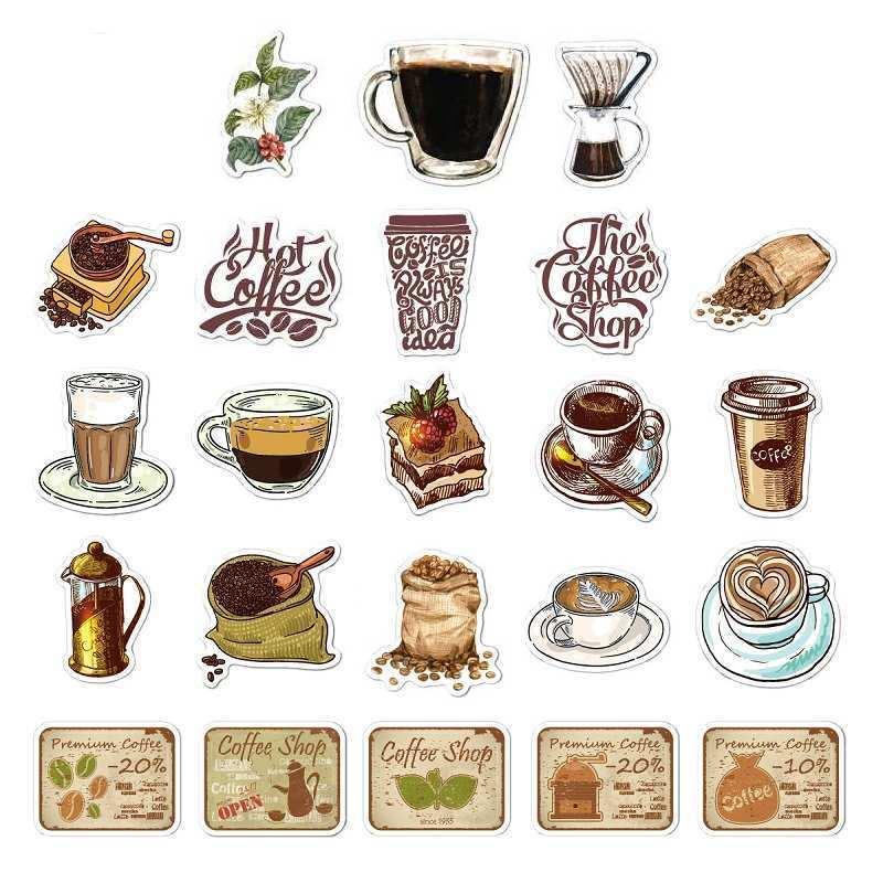 送料無料 ステッカー フレークシール 珈琲 カフェ コーヒー シール