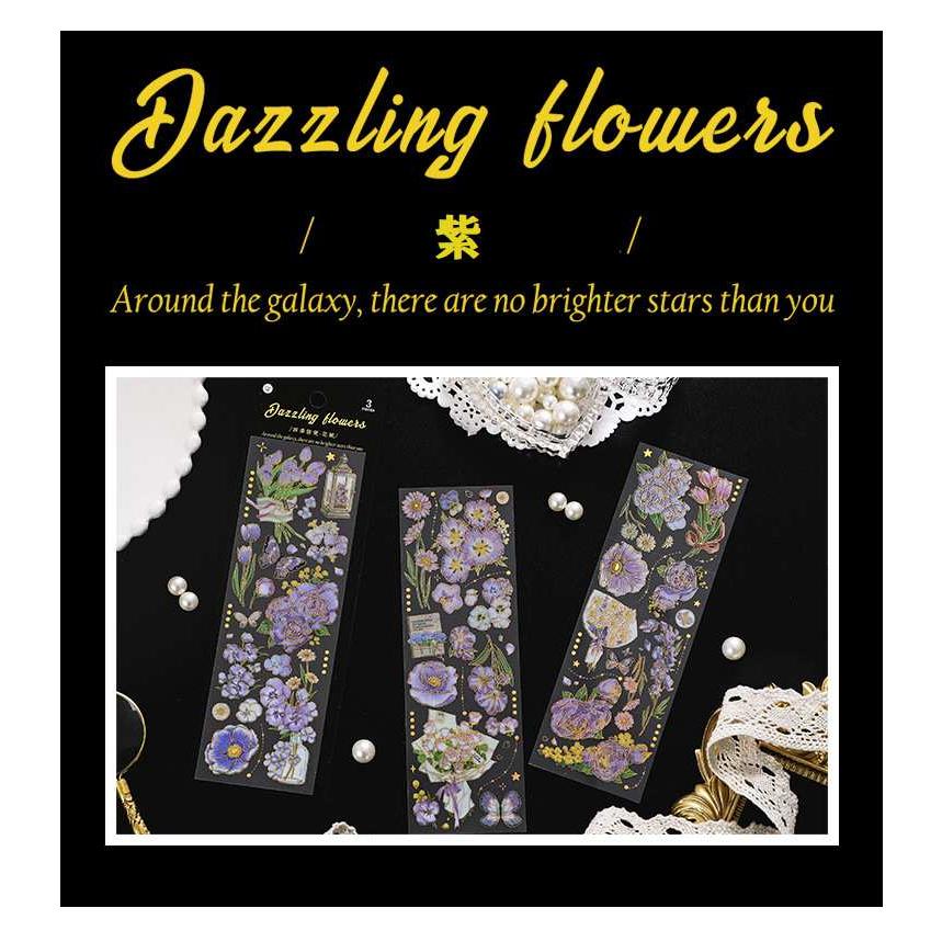 お花❁柄のシールステッカー❁2枚セット♡♡ 送料無料 立体箔押し 花シール ステッカー フレークシール