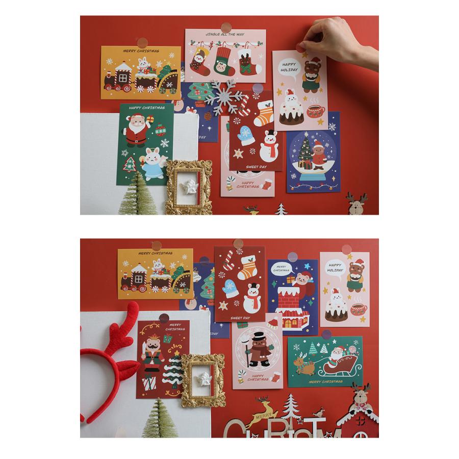 送料無料 可愛い クリスマス ポスト カード サンタクロース メッセージ