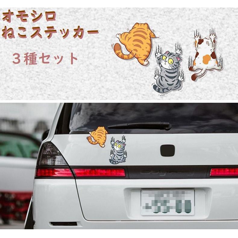 送料無料 ステッカー おもしろねこ 猫 ネコ 車 3枚セット シール