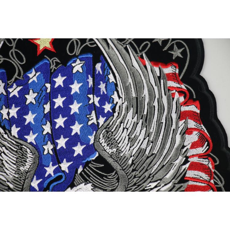 衣料用 刺繍ワッペン 大型 イーグル 鷹 クロス バイク シール バイカー