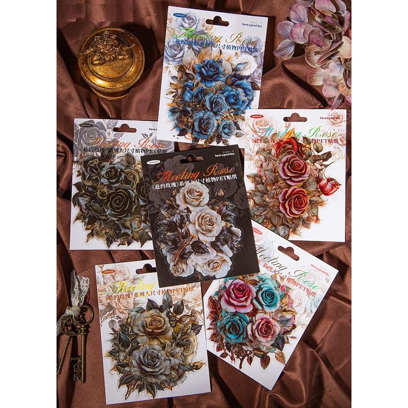 送料無料 バラのフレークシール ばら 薔薇 PET シール 大き目
