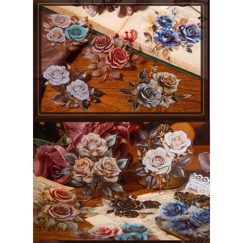 送料無料 バラのフレークシール ばら 薔薇 PET シール 大き目