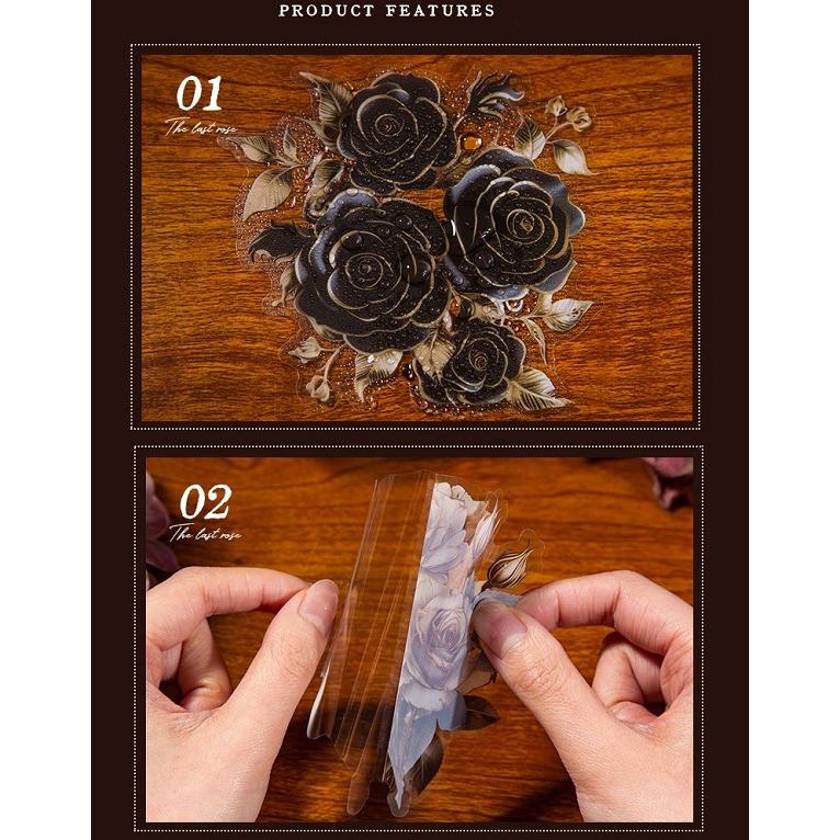 送料無料 バラのフレークシール ばら 薔薇 PET シール 大き目