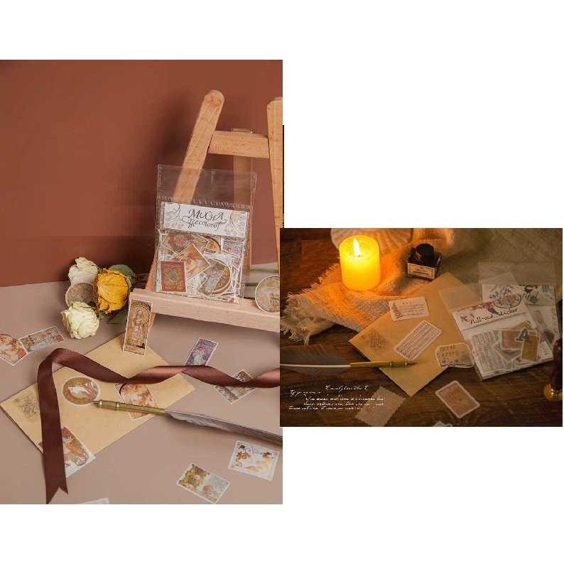 レトロ調 デコ ステッカー シール 絵画 アールヌーボー 箔押し 花 手紙 文字 パステル Diy デコパージュ デコレーション ラッピング ファンシーアクセのhumming F 通販 Yahoo ショッピング