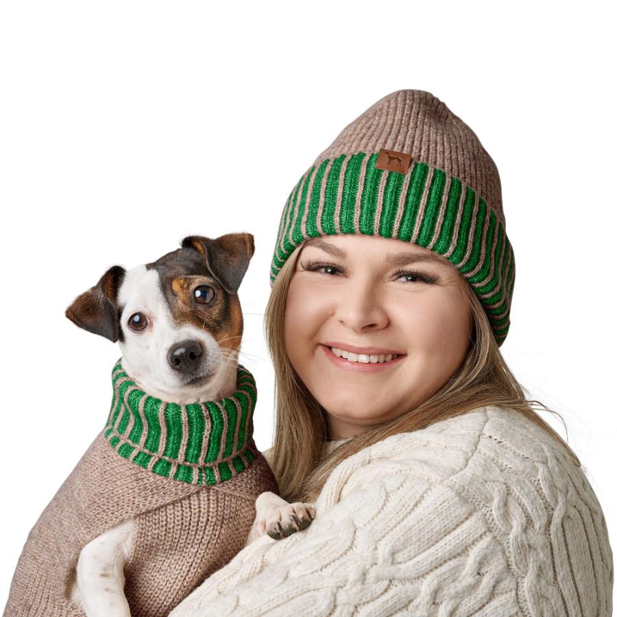 ハンター 犬用 服 ニット オーゼンセ 55 cm + 帽子セット 中型犬 防寒 セーター お揃い ドイツブランドの画像