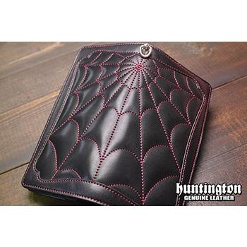 ロング レザーウォレット045 蜘蛛の巣ステッチウォレット
