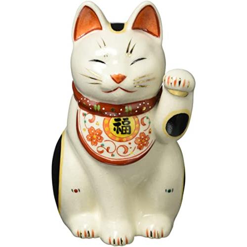 【セール】 陶彩万福唐草招き猫(左手上げ・大) AM-Y7440 オブジェ、置き物