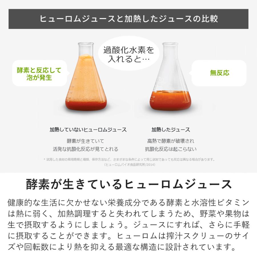 【公式】ヒューロム コールドプレスジューサー H310A｜スロージューサー 酵素 春の免疫力 抗酸化ジュース 簡単洗浄 最軽量スリム 父の日ギフト 10年長期保証の画像
