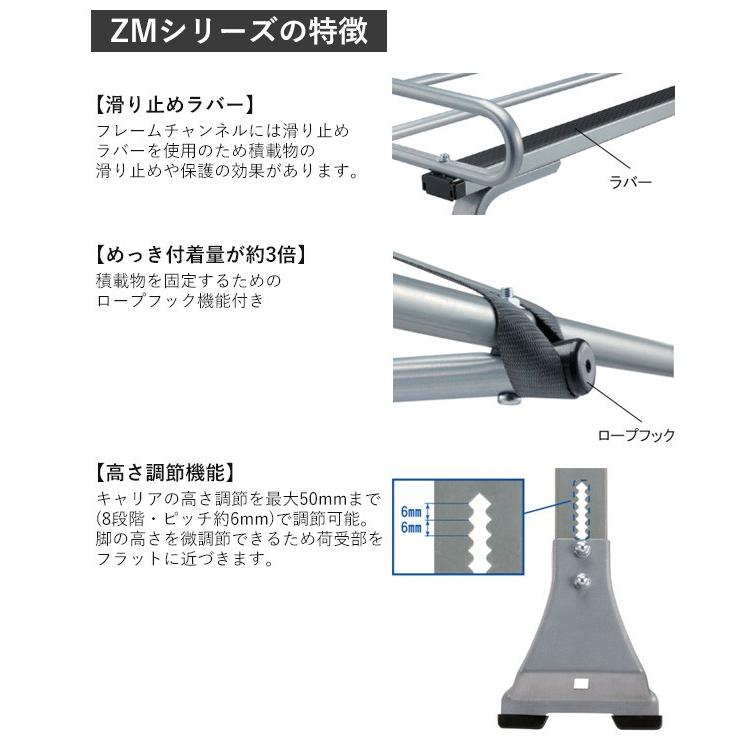 ルーフキャリア zm-300s ロッキープラス 6本脚 ジムニー カローラスプリンター 専用 ルーフラック ベースキャリア 一般物用の画像