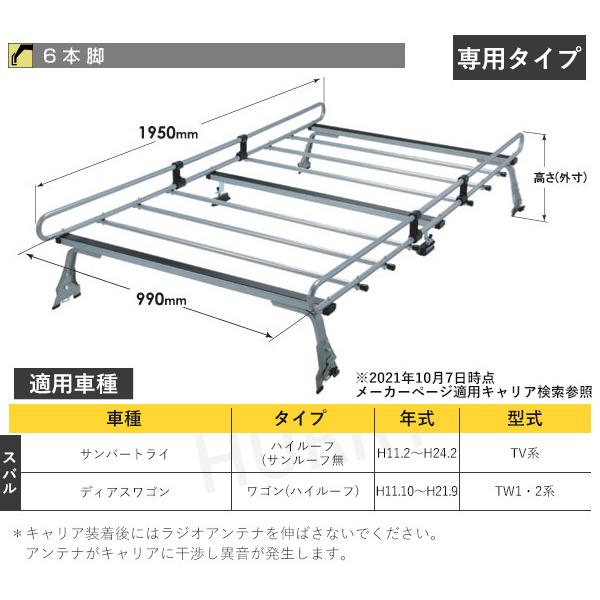 ルーフキャリア ZM-555SH ロッキープラス ROCKY 6本脚 旧サンバー 専用 
