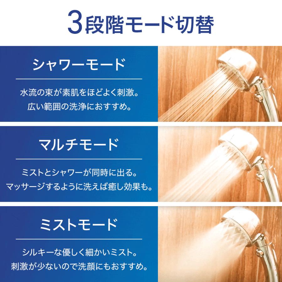 シャワーヘッド ナノバブル 節水 止水 ボタン ミストシャワー シルキー