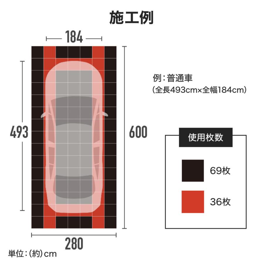 ガレージタイル ガレージマット 20枚セット ガレージ 車庫 タイル 自動車 バイク 自転車 駐車場 フロアデッキ ジョイント 正方形 diy｜hurry-up｜10