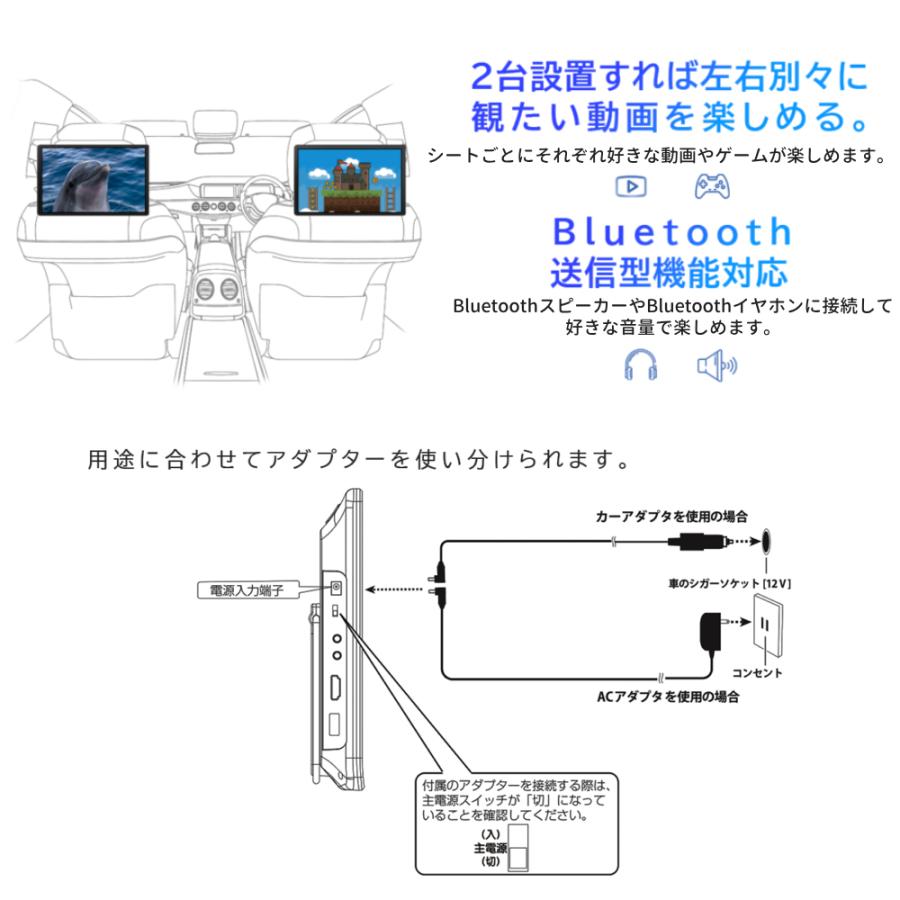 リアモニター 後付け hdmi ヘッドレスト 後部座席 車載 スマートリアモニター 11インチ an-m010 keiyo｜hurry-up｜08