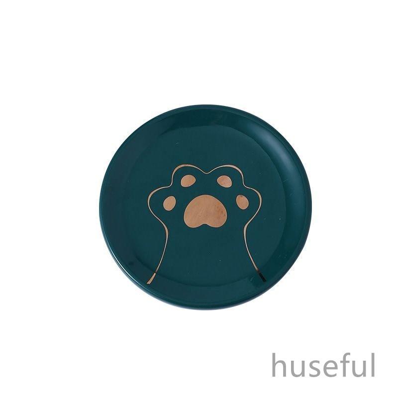 ソープディッシュ 円型 ネコの手イラスト 肉球 スタイリッシュ バイカラー 陶器製 おしゃれかわいい 猫 動物 ソープトレイ 石鹸置き 洗面所 モダン グリーン Hsfl0098 Huseful 通販 Yahoo ショッピング