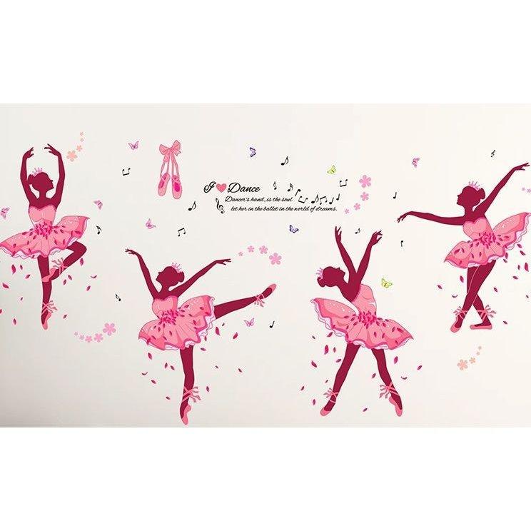 ウォールステッカー踊るバレリーナ 花びら 蝶々 音符 シューズ ピンク Pe3cd Huseful 通販 Yahoo ショッピング