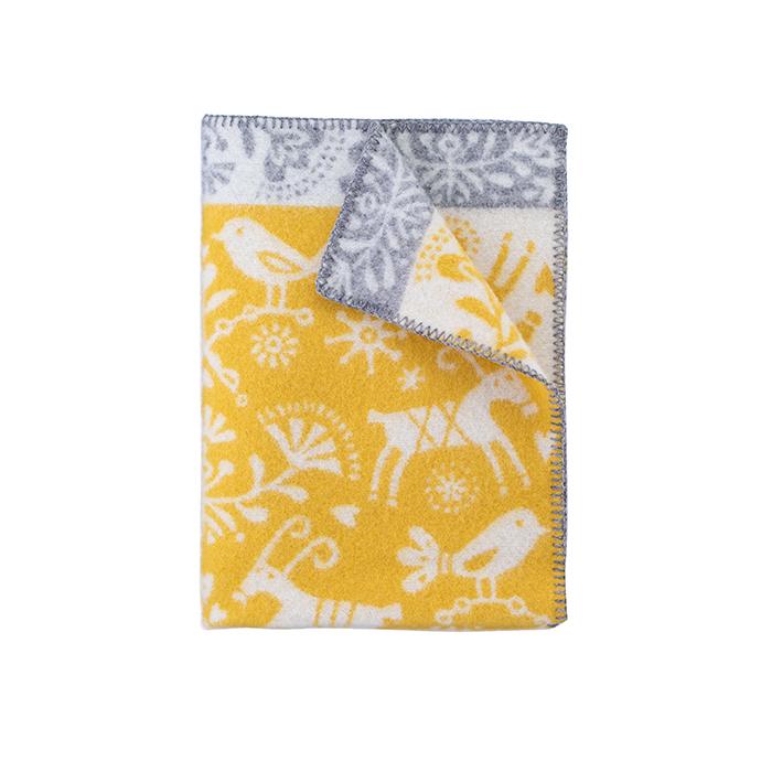 KIRPPAN ウールブランケット グレー イエロー90✖️130㌢ KIRPPAN ウールブランケット グレー イエロー90✖️130㌢ 楽天