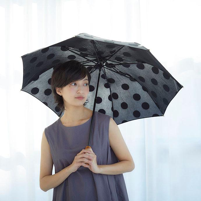 日傘 晴雨兼用 折り畳み 黒 水玉 UVカット 竹 ジャガード ドット 日傘 晴雨兼用 折り畳み 黒 水玉 UVカット 竹 ジャガード ドット