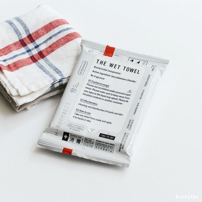 THE  消毒ができる THE WET TOWEL ポケットタイプ 14枚入り×3個 ウェットティッシュ 携帯用 おてふき｜hushykke