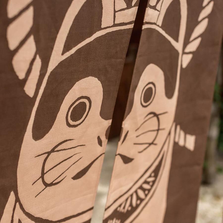 法人様限定 工夫庵 のれん 柿渋染 のれん 狛犬（茶） NKM0058TT_3