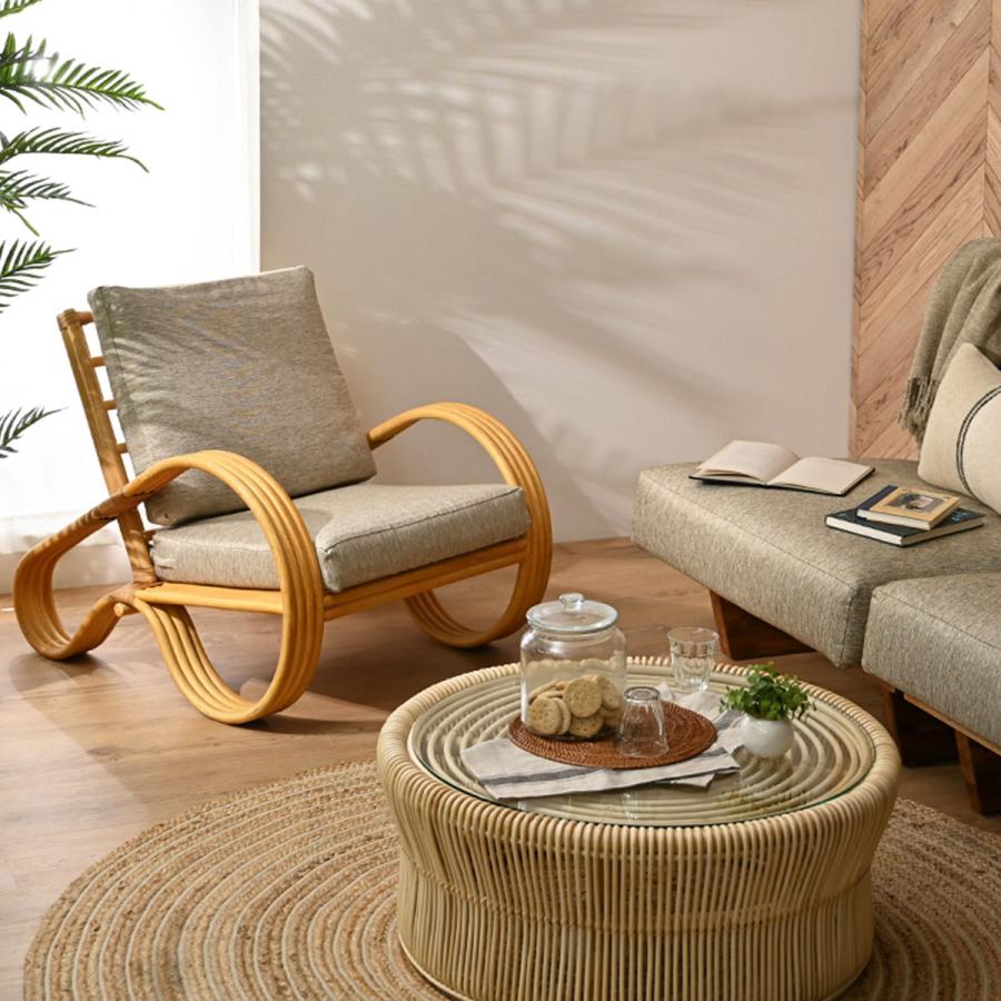 サンフラワーラタン　ダイニングチェア④専用クッション付き Amazon.co.jp: サンフラワーラタン CALM チェア ロータイプ