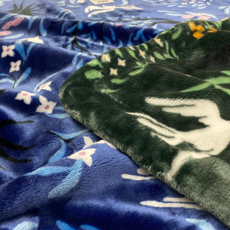 西川日本製 バーバリー毛布リバーシブルケット ライトグリーン