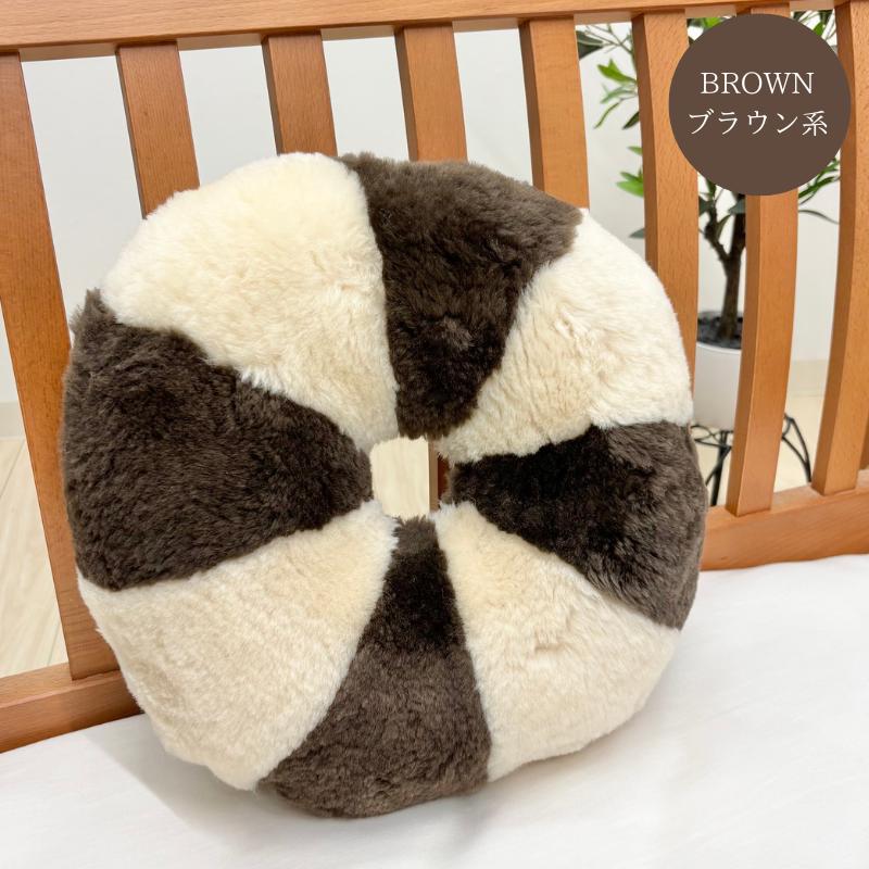 ムートン円座 クッション 座布団 直径約38cm 羊毛皮 ドーナツ型