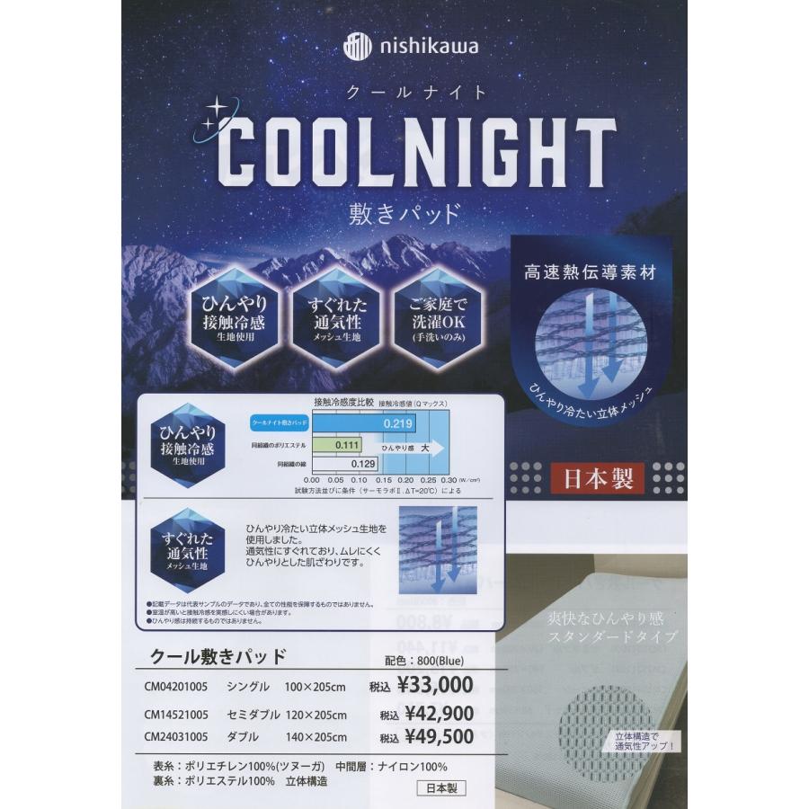 西川（nishikawa） 日本製 クールナイト ひんやりマット 敷きパッド