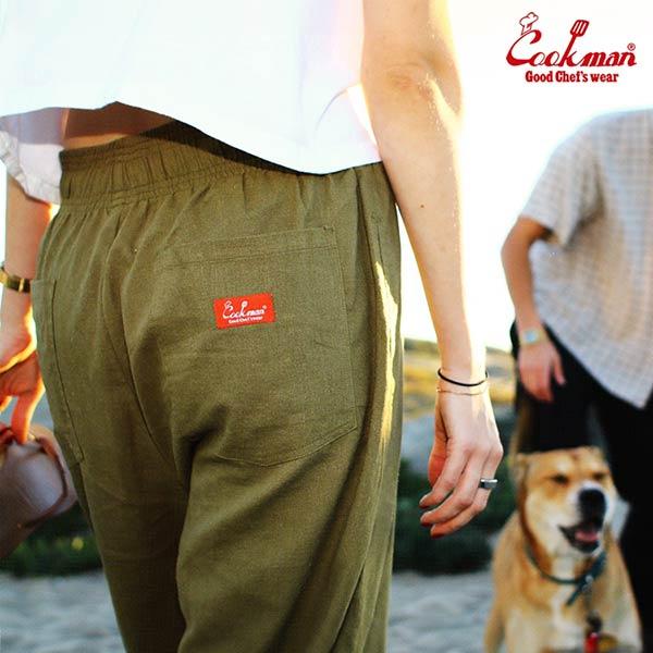 Chef pants Linen Olive シェフパンツ リネン オリーブ UNISEX 男女兼用 Cookman クックマン イージーパンツ アメリカ｜hutte｜05