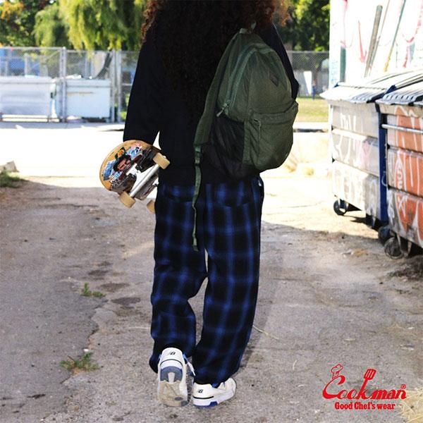 COOKMAN（クックマン） Chef Pants Tweed Ombre Check Blue シェフ