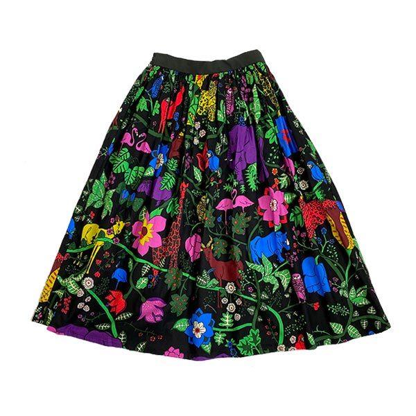 BOHEMIANSボヘミアンズギャザースカートLパッチワーク風 BOHEMIANS（ボヘミアンズ） JUNGLE SH GATHER SKIRT MULTI ジャングル