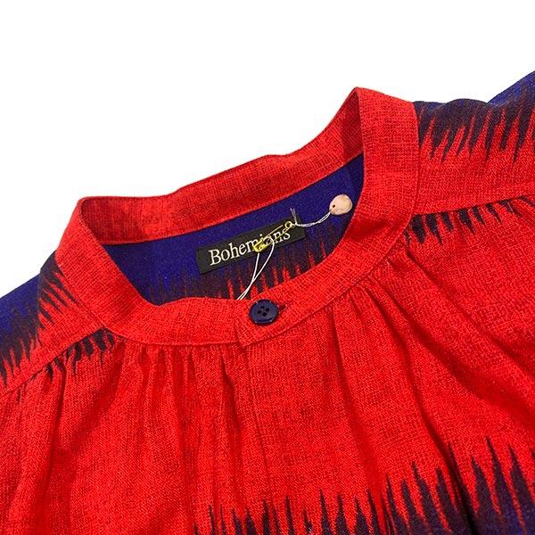 ⭐︎ボヘミヤーン⭐︎ BOHEMIANS（ボヘミアンズ） WAVE MOTION GATHER SHIRTS RED ウエーブ