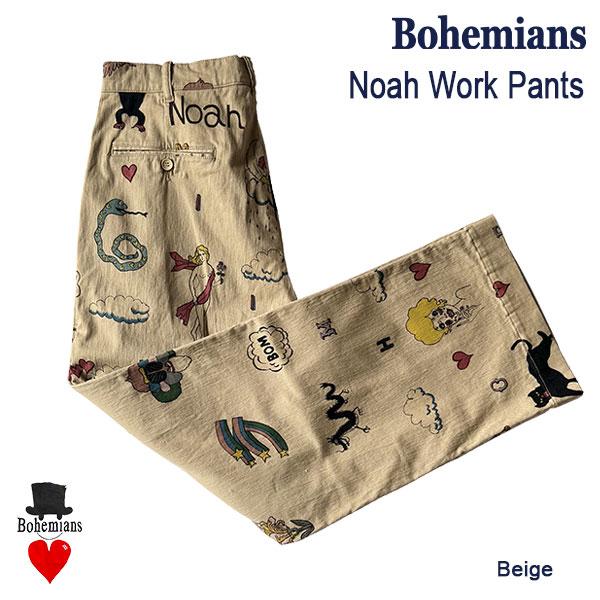BOHEMIANS（ボヘミアンズ） NOAH ST WORK PANTS BEIGE ノア柄 ワーク