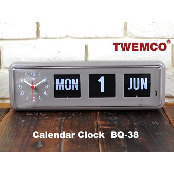 TWEMCO Calender Clock BQ-38 Gray トゥエンコ社カレンダークロック グレー フィリップ時計 パタパタクロック レトロ ミッドセンチュリー DETAIL｜hutte