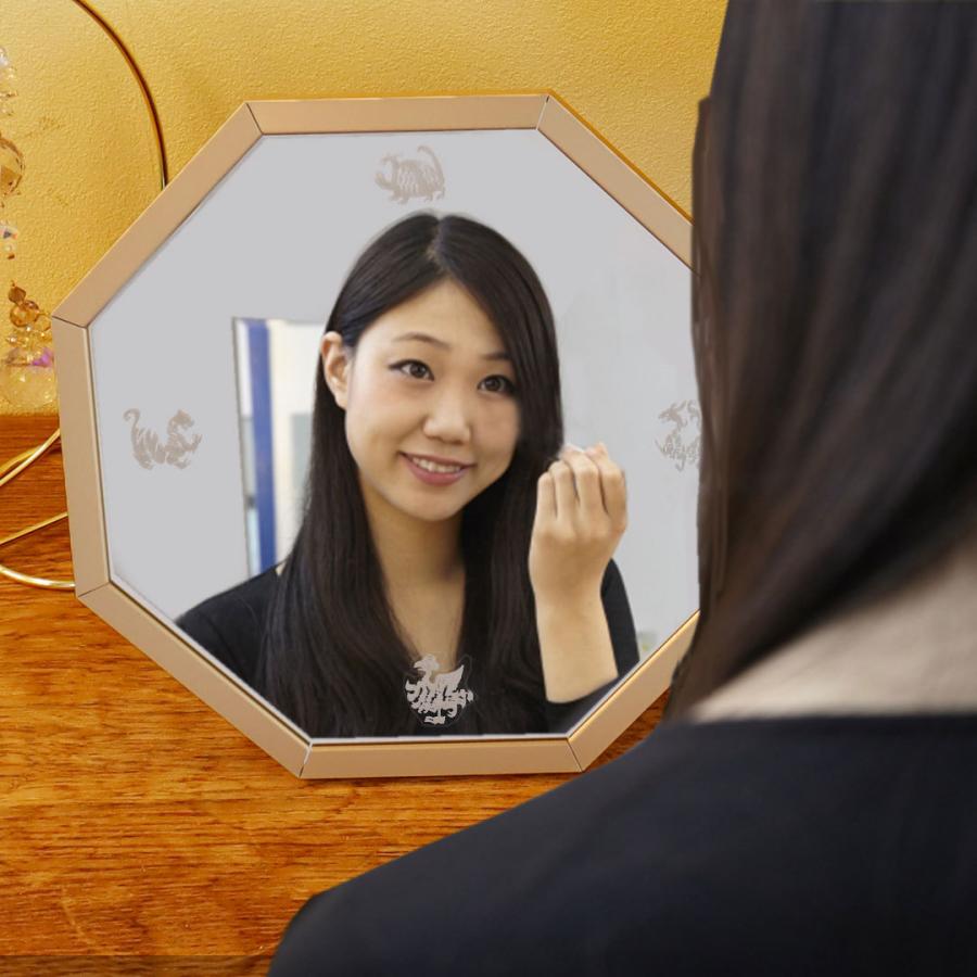 風水 玄関 鏡 八角鏡 龍 トイレ 卓上ミラー 壁掛け かがみ 化粧鏡 手鏡