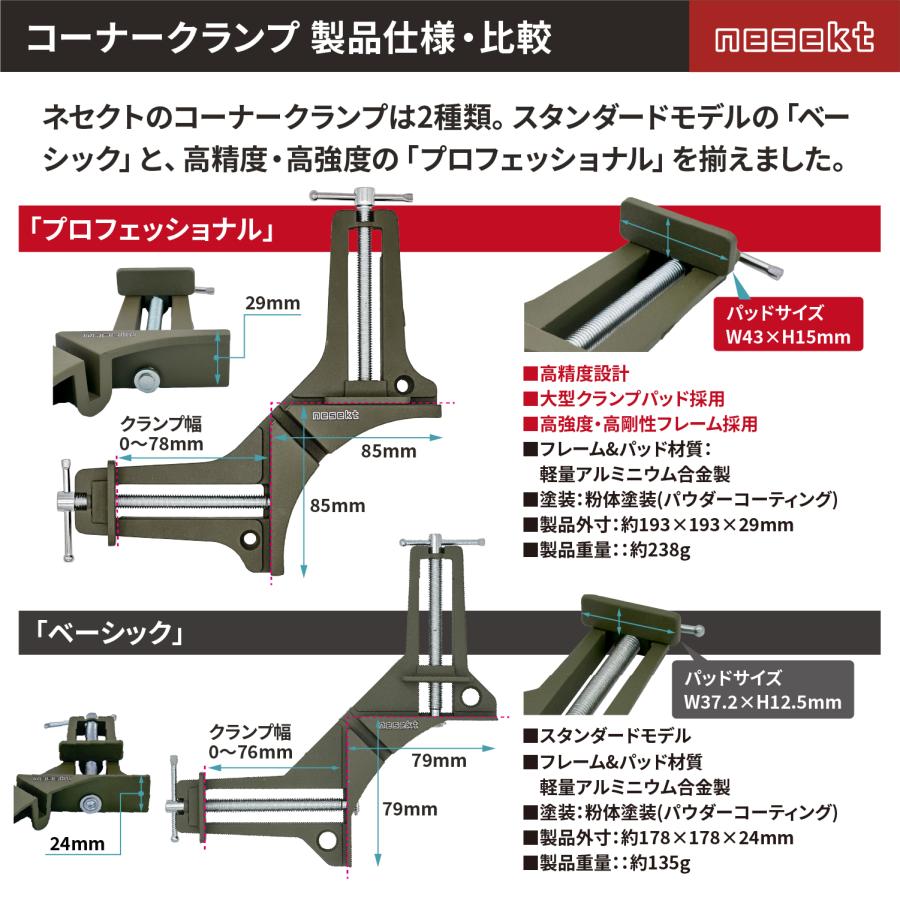 nesekt（ネセクト） コーナークランプ プロフェッショナル 2個セット 