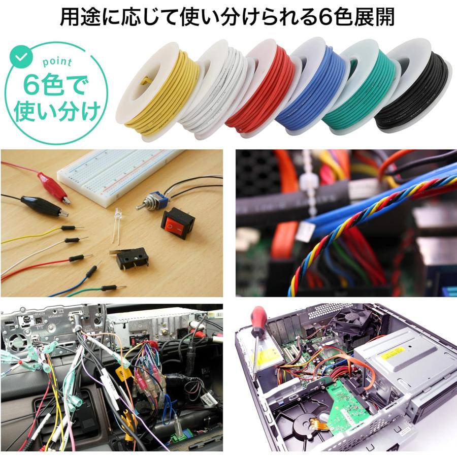 nesekt（ネセクト） シリコンワイヤーセット 30awg (0.05sq) 6色 9m