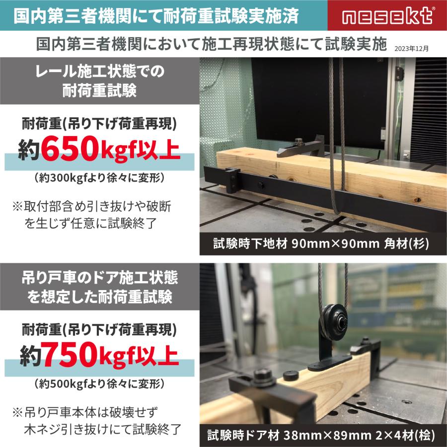 [ネセクト] 吊り引き戸レール DIYキット 6.6FT(約2,001mm) レールドア バーンドア 国内第三者機関耐荷重試験実施 [日本国内企画品 1年保証]の画像