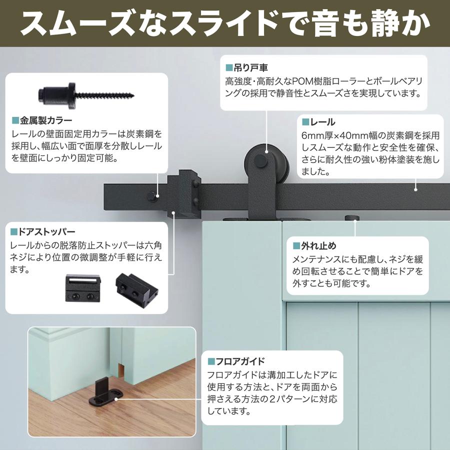 [ネセクト] 吊り引き戸レール DIYキット 6FT(約1,831mm) 国内第三者機関耐荷重試験実施 [日本国内企画品 1年保証] : ネ ...