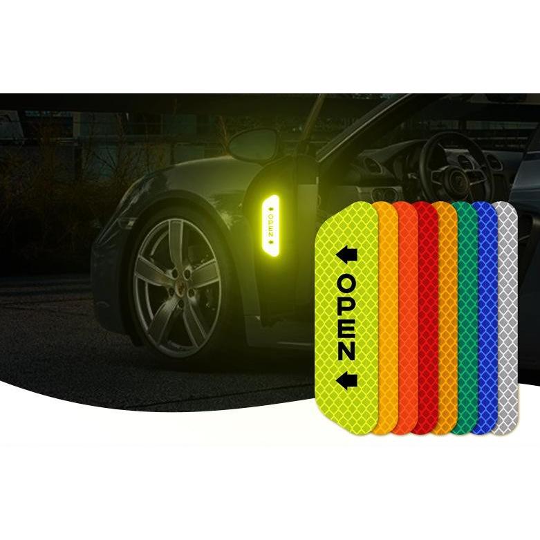 反射ステッカー 4枚セット ドア 車 警告 リフレクター シール ドアセーフティステッカー 反射板 自動車 反射ステッカー 送料無料 121|hwings|02