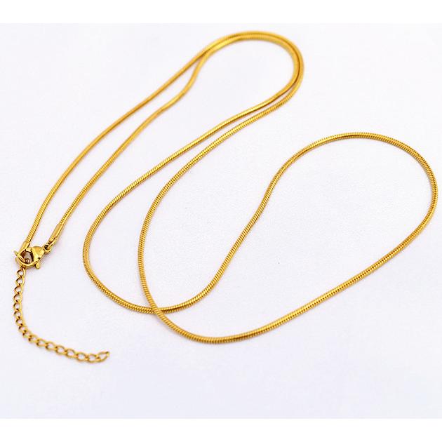ステンレス スネークチェーン ロング 18KGF ネックレス 76cm : MIKA 