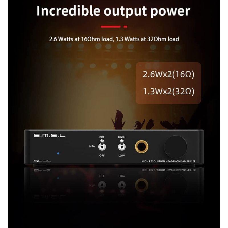 S.M.S.L SH-6 デスクトップ Mini ヘッドフォンアンプ 2ステップゲイン設定 Hi-Resオーディオ AMP 6.35mm R SH デスクトップ Mini ヘッドフォンアンプ 2ステップゲイン設定 Hi Resオーディオ AMP 35mm