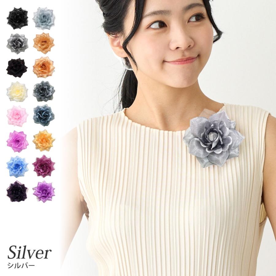 輝きコサージュ ラメ シルバー 4d-2 フォーマル レディース 卒業式