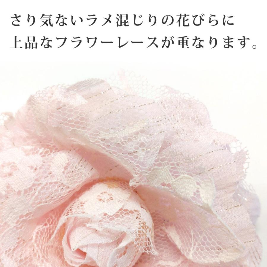 コサージュ 結婚式 華やかフラワーレース クリップ付き ブラック 6d-6