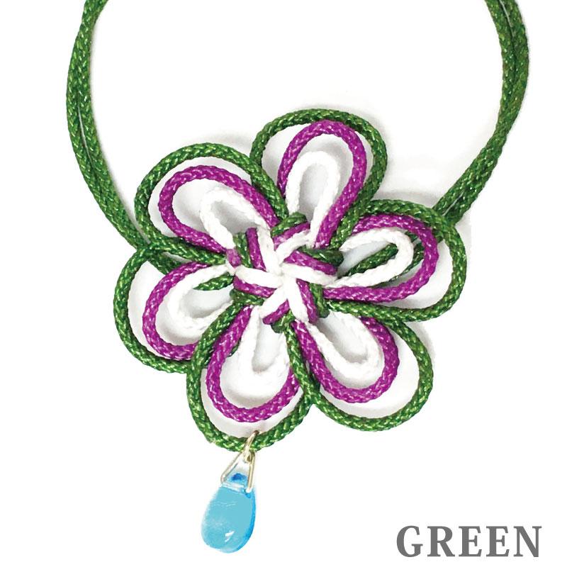 組紐ブレスレット お花 和装小物 ビジュー しずく型 お洒落 菊結び