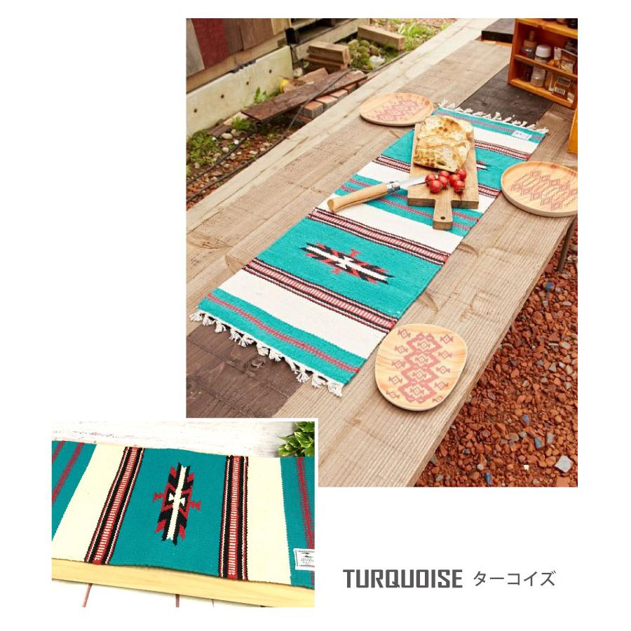 オルテガ柄ラグマット 小さめ 長方形 30×90cm タッセルつき